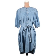 GAP Puff Sleeve Denim Mini Shirt Dress Size XXL Tall