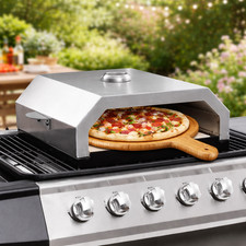 Pizzaofen Grill Edelstahl BBQ Pizzaaufsatz Pizzastein Thermometer Outdoor