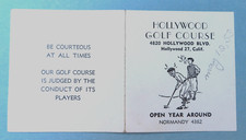 Vintage Golf Karta wyników Hollywood Miniaturowy golf Hollywood Blvd.  1953