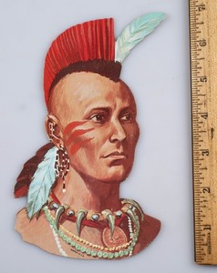 Vintage Native American Indian Brave Die Cut Cardboard