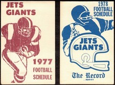 1977 and 1978 New York Giants & Jets Combination Pocket Schedule - The Record