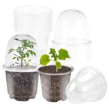 RooTrimmer Plant Nursery Pots with Humidity Domes 10 Sets 4 Inch Soft Nursery...