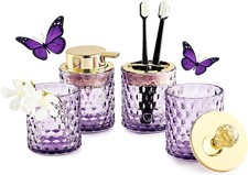 Purple Bathroom Accessories, 4Pcs Purple Bathroom Accessory Set Complete,