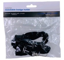 Horizontal Resealable Badge Holder with 36" Black J-Hook Lanyard