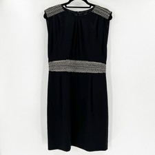 Tahari Arthur S Levine Petite Black Embellished Sheath Dress Size 10P