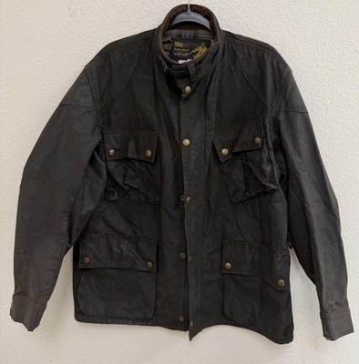Vintage BELSTAFF WAX JACKET Trail Master Professional Brown Riding England 44 