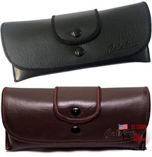 Double Snap Belt Loop Eyeglass Case PU Leather Vintage Black/Brown Variety