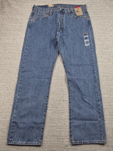 Levis 501 Jeans Mens 33x29 Blue Medium Wash Straight Button Fly Denim New