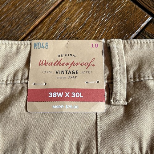 Men's Weatherproof Vintage Chino 2.0 Slim Straight Stretch Pants KHAKI 38x32 NWT - Picture 4 of 9