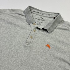 Tommy Bahama Polo Shirt Mens Large Gray Super Pima Cotton Short Sleeve Casual