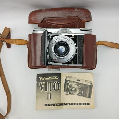 Voigtlander Vito II Folding 35mm Compact Camera + Case Untested -Parts or Repair