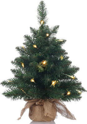 Pre-Lit Artificial Mini Christmas Tree,20 inch Small Pine Xmas Tree with 40 L...