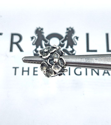 Authentic Trollbeads Hydrangea Bead Sterling Silver Charm RETIRED