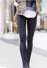 SPANX Faux Leather Moto Leggings Black S 110