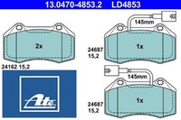 Ate 13.0470-4853.2 Bremsbelagsatz FüR Scheibenbremse Bremsbelagsatz
