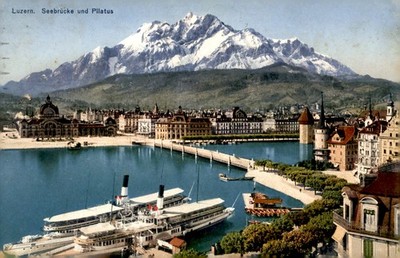 Luzern, Pilatus, Seebrücke, 1929 Postcard