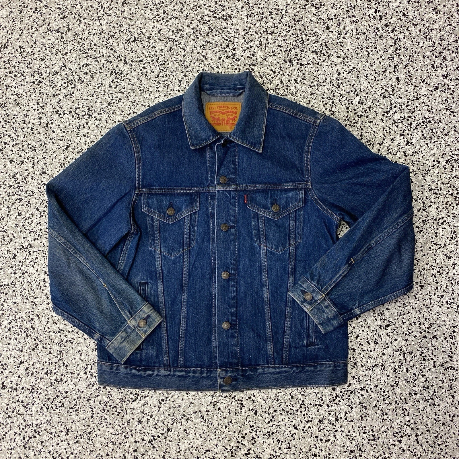Sample Tag Levis Denim Stock Trucker Jacket Size Medium Blue
