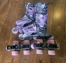 RD Roller Derby Skates Kids Youth Adjustable Sz 12-2 Black Purple Roller Blades