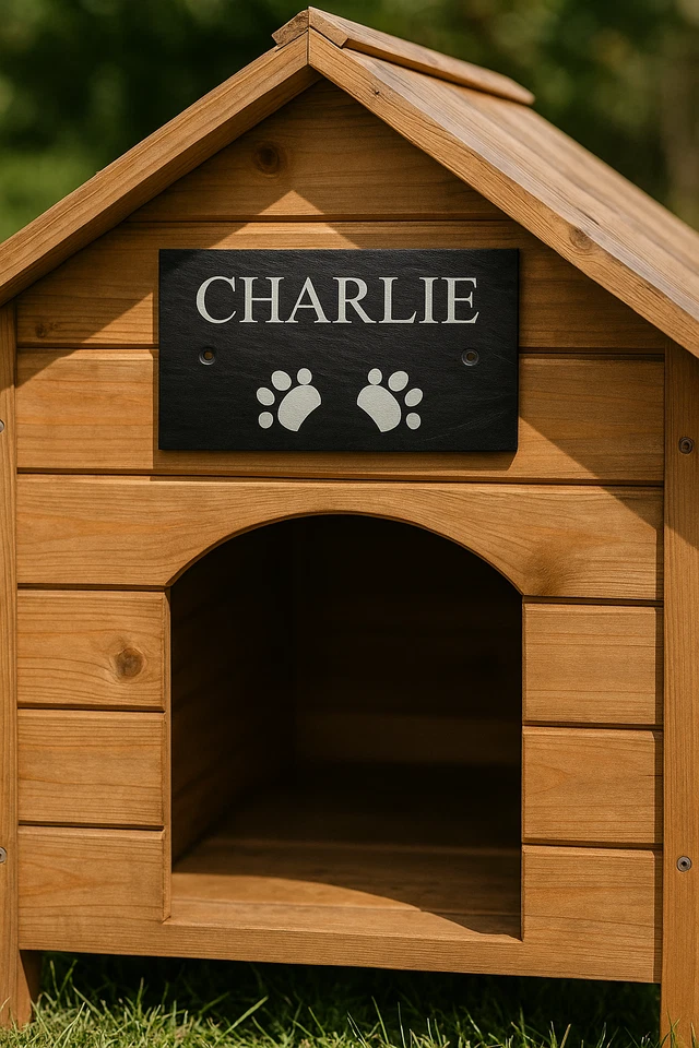 Personalised Engraved Dog Kennel Sign Custom Outdoor Pet House Name Slate Plaque - Image 2 of 3