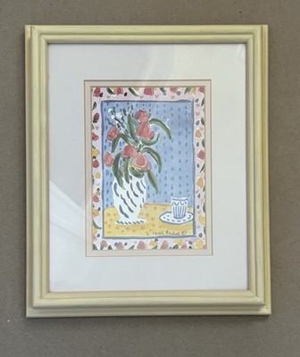 Vintage Susan Verble Gantner Framed Watercolor Art Print Signed 10x12 Inches