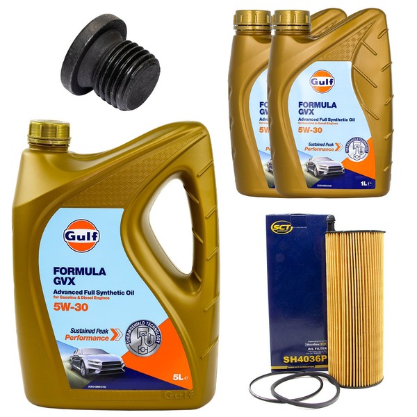 MotoröL Filter Set Gulf Formula GVX 5W-30 7 Liter + Schraube FüR Audi A4 A5 Q5-image