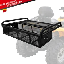 Heavy Duty ATV Rear Cargo Rack Basket Steel Utility Carrier Black