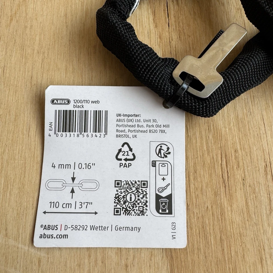 NEW ABUS Web Chain Lock 1200 Combination Combo 110cm, Black BIKE BICYCLE - Image 3 of 3