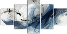 Fu-Keivy Blue Grey Abstract Canvas Wall Art Decor Fantasy Modern Artwork