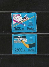 POLAND , 1992 , 92 WINTER OLYMPICS , SPORTS , SET OF TWO (2) STAMPS , PERF , MNH