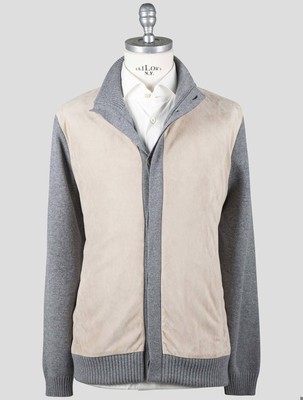Fioroni Beige Gray Vigin Wool Cashmere Leather Suede Coat FI762 Man