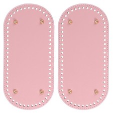 2Pcs Oval PU Leather Bag Bottom Shaper with Holes  Nails 9.8x4.7 Inch Pink