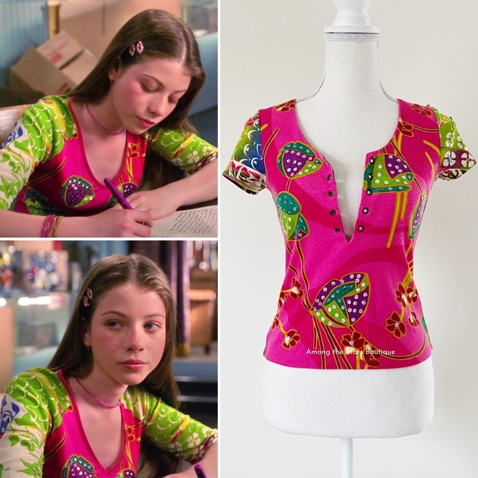 Rare Y2K Vintage Floral Pop Art Top Alt. ASO Dawn in Buffy the Vampire Slayer