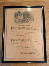 Home Sweet Home John Howard Payne House 1934 Bankers Life Co. Pergamino enmarcado