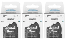 3 HUMBLE Charcoal Dental Floss with Candelilla Wax Mint Taste 50M