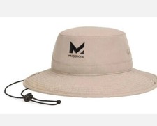 Mission Khaki Cooling UPF 50 Wide Brim Boonie Drawstring Unisex Bucket Hat NWT