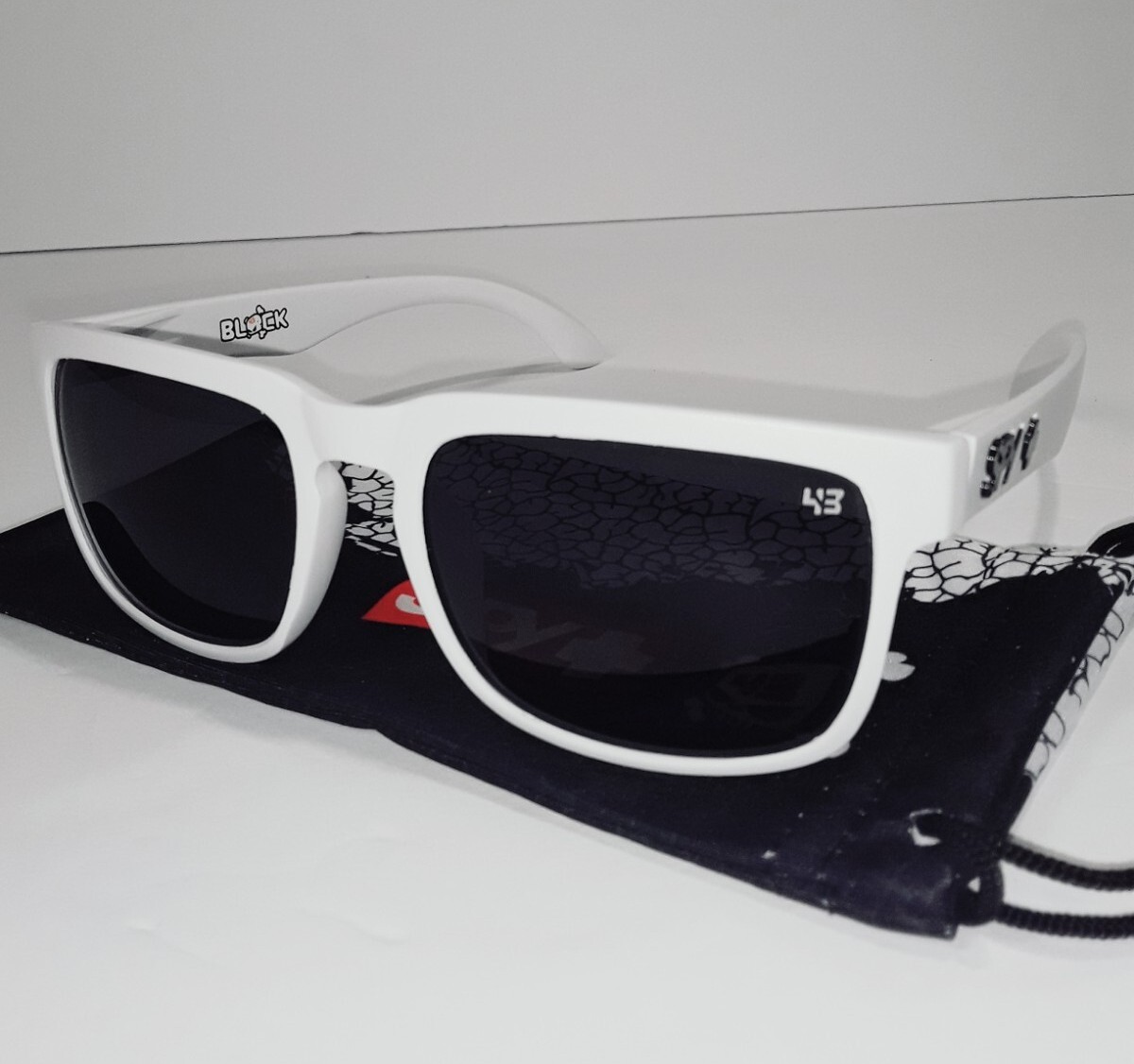 SPY Matte White & Black PROMO Sunglasses Ken Block Helm Spy+ Mens