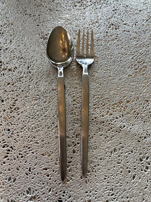 2 pc ASTRO MCM Soup Tea Spoon and Salad Fork Knives Japan Stainless Not SRI