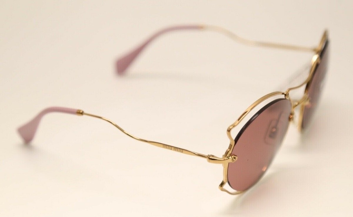 Miu Miu SMU 50S 7OE-0A0 Gold Frame Purple Lens Sunglasses