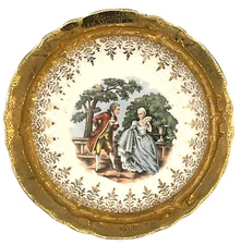 Vintage H. K. China Warranted 22 Karat Gold 5" Bowl Dish Saucer Courting Couple