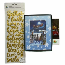 Greeting Card Christmas Bundle - 3 Items: 12  Cards, 1 Bookmark & Sticker Packet