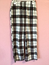 Kids Size 6 Sleepwear White Black Plaid Pajamas Soft Flannel Bottoms Only A18
