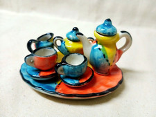 Miniature Tea Sets Coffee Cup Jar Ceramic Dollhouse Collectible Yellow Souvenir