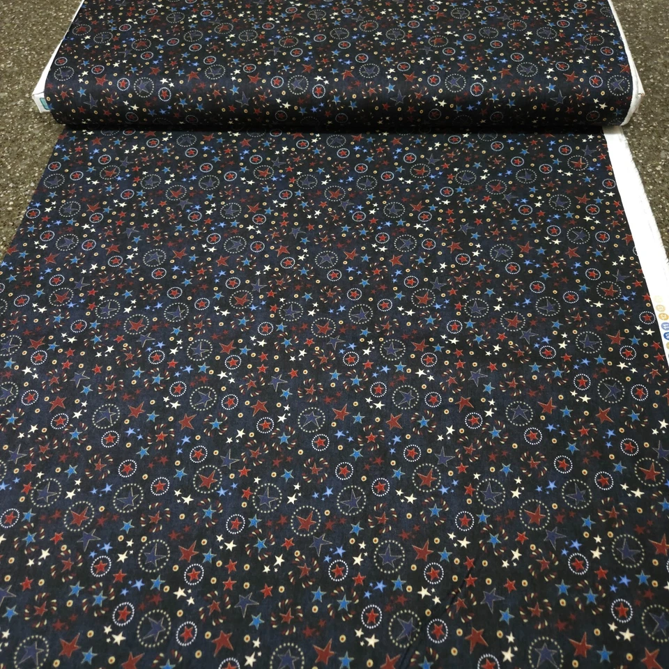 Stars & Stripes Forever BTY Dan Morris Quilting Treasures Rojo Azul Estrellas Azul Marino Foto 3 de 3