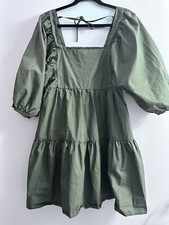 A New Day mini dress ruffles cotton blend balloon sleeves Size M