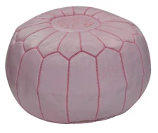 Moroccan Pouf Footstool Hassock Ottoman Poof Handmade Leather Genuine Pink