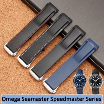 Gummi Silikon Uhrenarmband passend für Omega Seamaster 300 Speedmaster Armban...