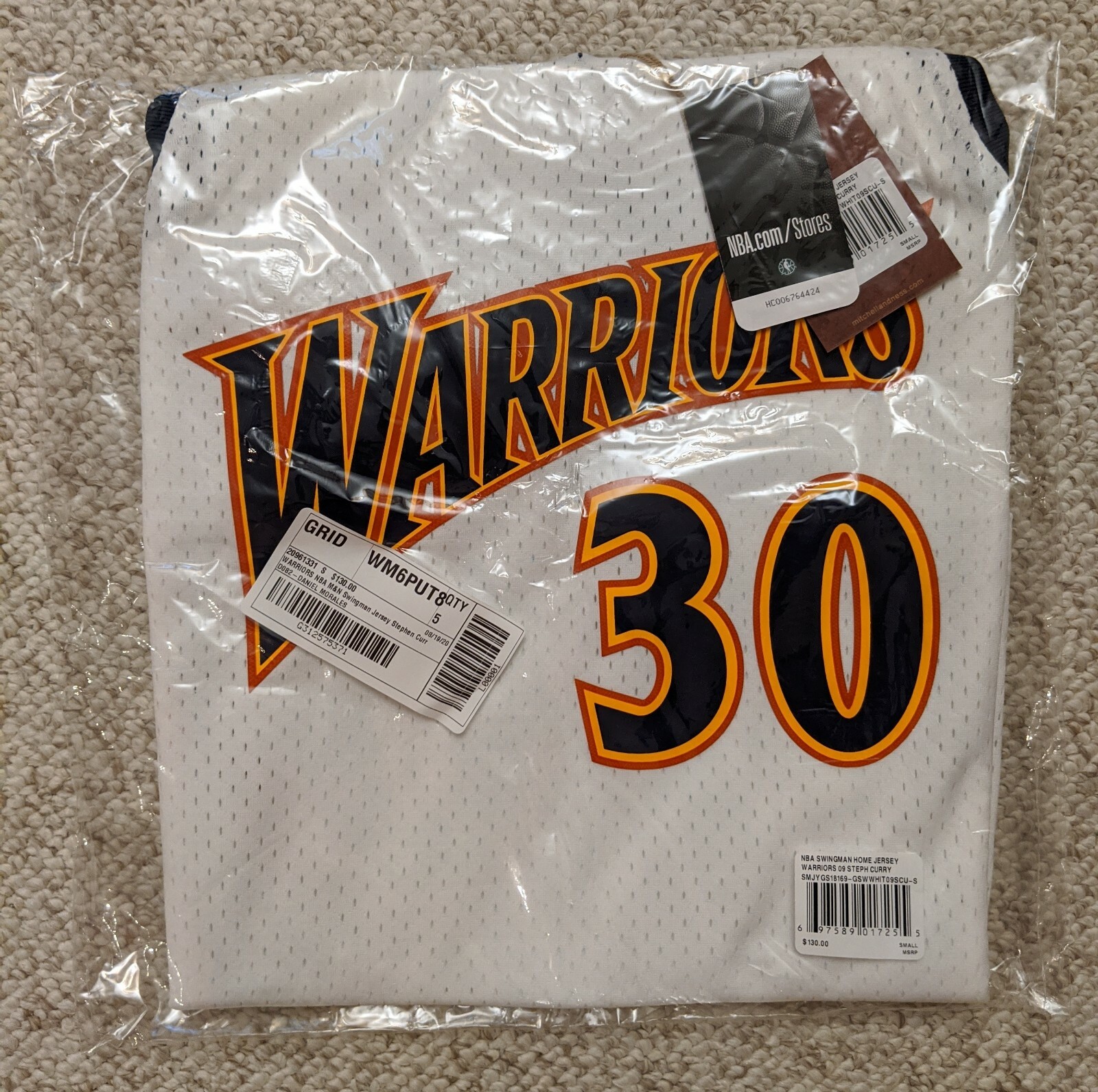 RARE Steph Curry Golden State Warriors Mitchell & Ness Swingman White Jersey S