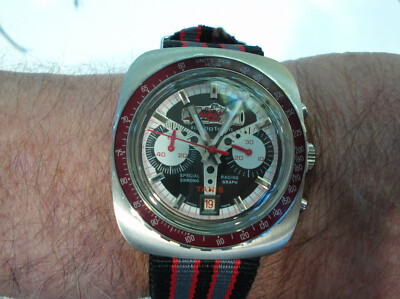 Tanis Racing Chronograph mit Valjoux 7734 Handaufzugwerk.+Service. Top Zustand