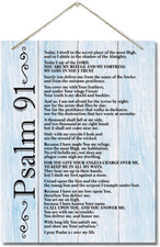 Inspirational Wood Art Signs, Psalms 91 Wall Sign, Hanging Printed Wall Plaque