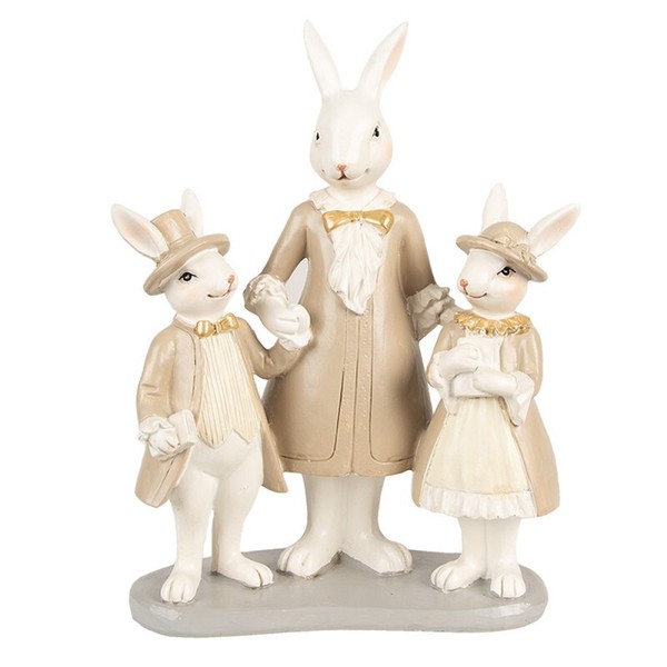 Clayre Eef Osterhase Osterdeko Hasenmutter Mit Hasenkinder Ostern 21X16X8 Cm-image